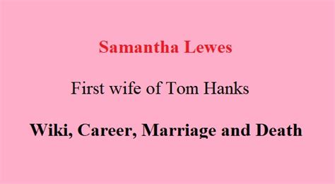 Samantha Lewes - Wiki, Marriage and Death