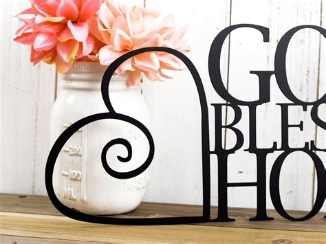 God Bless Our Home Metal Sign Heart Religious Decor God - Etsy