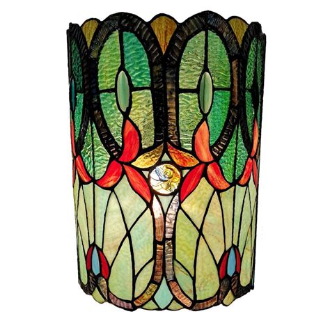 Amora Lighting 2-Light Tiffany Style Stained Glass Green Blue Wall ...