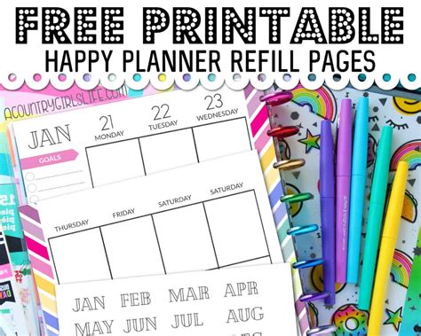 Calendars & Planners BIG HAPPY PLANNER 2022 Printable Insert Happy Planner Big Monthly Refill ...