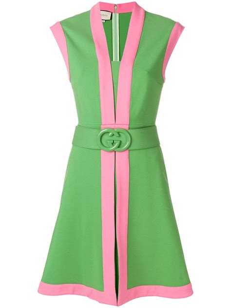 Gucci Jersey dress with GG belt | Clothes, Fashion outfits, Pink and green dress