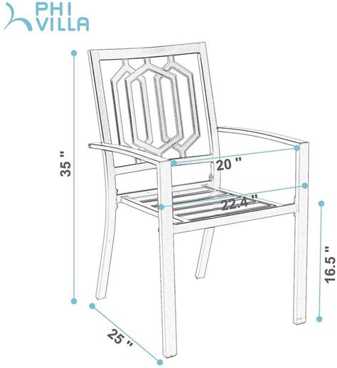 PHI VILLA Patio Outdoor Dining Chairs Garden Backyard Chairs - Set of 2 | Metal dining chairs ...