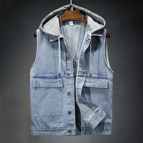 Men's Denim Hooded Vest