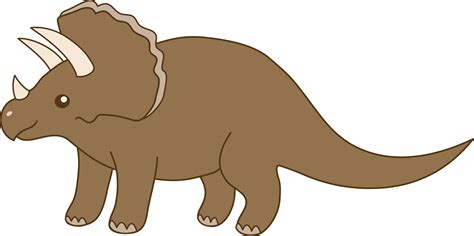 Cute Brown Triceratops Dinosaur - Free Clip Art