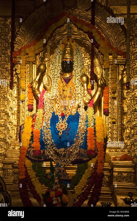 Sculpture of goddess Lakshmi Narayani at replica of Sripuram Lakshmi Narayani Golden Temple ...