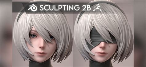 NieR Automata:2B Head and Hair Sculpting Process Time-lapse - BlenderNation