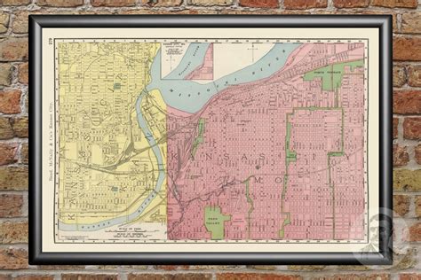 Vintage Kansas City Map from 1903 Old Missouri Map Historic | Etsy