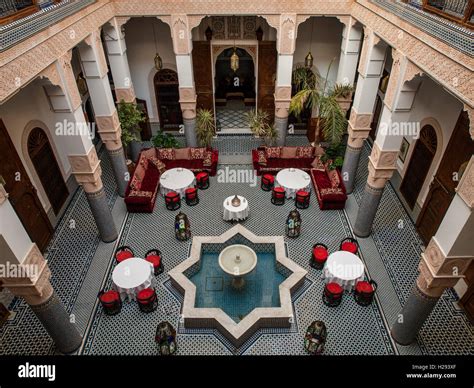 Courtyard of traditional Moroccan Riad ('house') in Fez (Morocco Stock Photo - Alamy