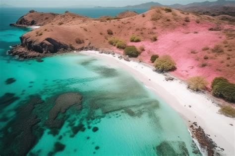 Premium AI Image | Aerial view of beautiful pink beach komodo national park indones with pink ...