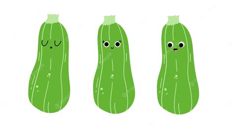 Premium Vector | Cute vegetable zucchini vegetable set clipart