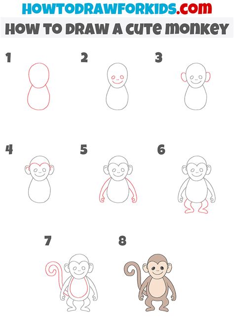 How to Draw a Cute Monkey - Easy Drawing Tutorial For Kids