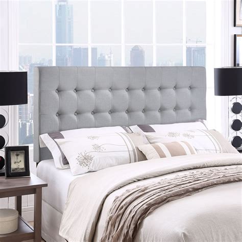 Tinble Queen Headboard - Button Tufted, Sky Gray | DCG Stores