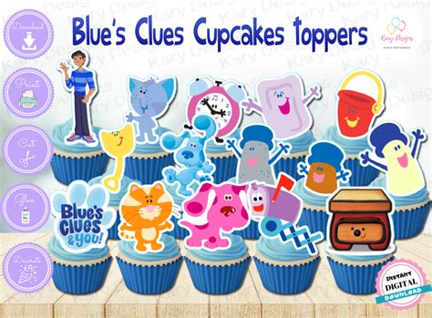 blue's clues cupcakes toppers are on display