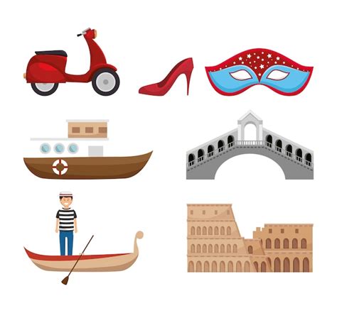 Premium Vector | Italy culture set icons