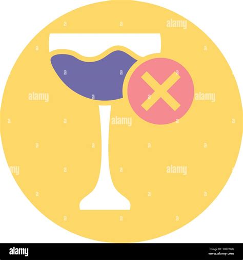 wine glass with wrong symbol over white background, block style icon, vector illustration Stock ...