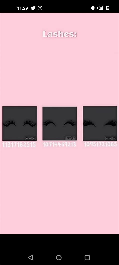 an image of eyelashes with different colors and sizes on the screen, which are labeled lashes