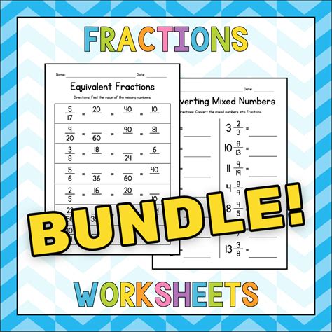 Fractions Worksheets BUNDLE - Simplifying & Converting & Equivalent Fractions | Teaching Resources