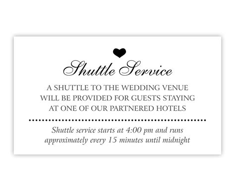 Shuttle Service Card / Wedding Invitation Insert w/ Travel Details for Destination Wedding ...