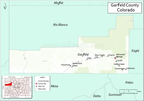 Map of Garfield County, Colorado showing cities, highways & important places. Check Where is ...