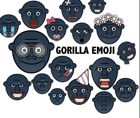 GORILLA EMOJI - Gorilla clipart, monkey emoji, animal clipart, monkey ...