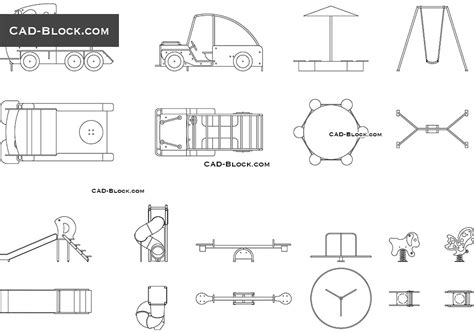 Playground Equipment AutoCAD drawings download, DWG blocks and 2D models