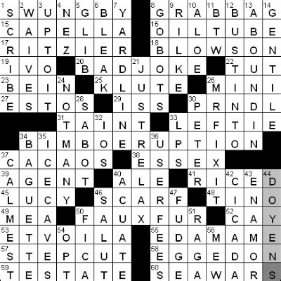 0327-09 New York Times Crossword Answers 27 Mar 09 - NYXCrossword.com