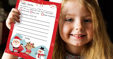 Free Santa Letter Printable Template for Kids to Mail