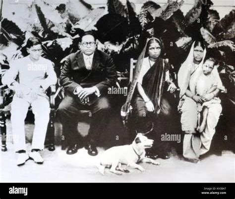 Dr Babasaheb Ambedkar with his family members. From left, son Yashwant, wife Ramabai, brother's ...