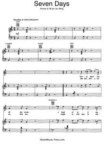 Seven Days Sheet Music Sting - ♪ SHEETMUSIC-FREE.COM