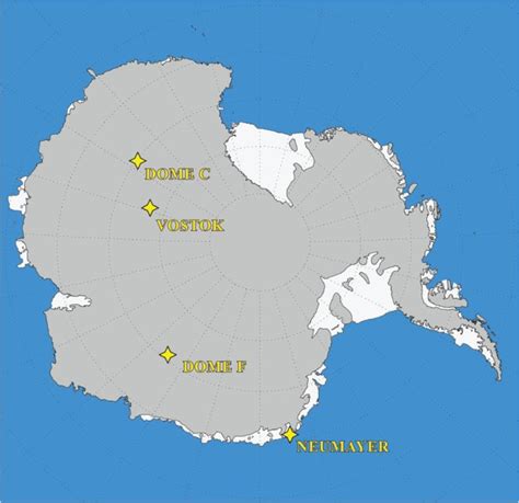 Map of Antarctica showing the location of the study site Concordia ...