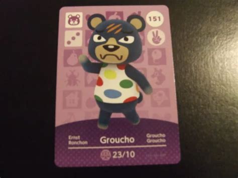 CARTE AMIIBO ANIMAL crossing Groucho 151 EUR 2,50 - PicClick FR