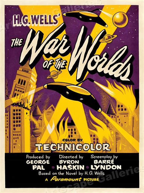 1950s “War of the Worlds” Classic Old Science Fiction Movie Poster ...