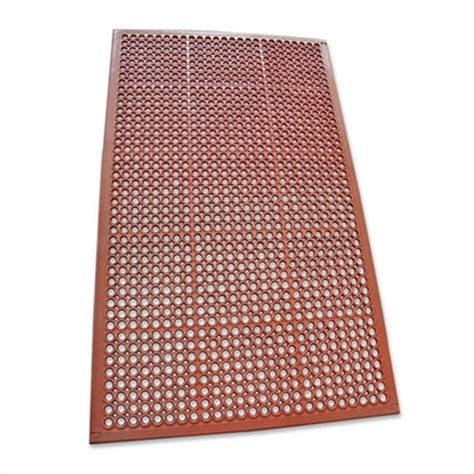 Rubber-Cal "1/2 in. Dura-Chef" Non-Slip Rubber Kitchen Mat - 1/2 in x 3 ft x 5 ft - Red Rubber ...