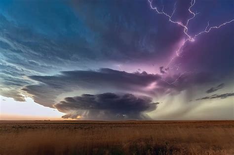 HD wallpaper: South Dakota, plains, overcast, clouds, lightning, storm ...