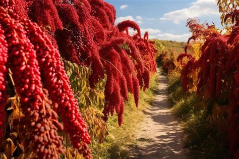 Premium AI Image | a field of red flowers with a small red flower in ...