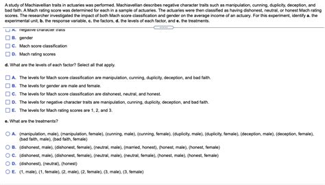 Solved A study of Machiavellian traits in actuaries was | Chegg.com