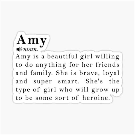 "Amy Name Definition Meaning" Sticker by peachyline | Redbubble