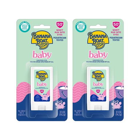 Banana Boat Baby Sunscreen Stick, Broad Spectrum SPF 50+, Twin Pack, 0.5 Ounce (Pack of 2)