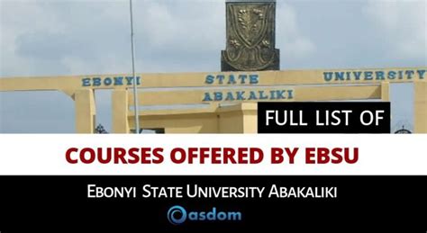 List of Courses Offered By EBSU -Ebonyi State University - Oasdom