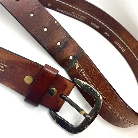 Carhartt brown stitched leather belt A245 sz 34... - Depop