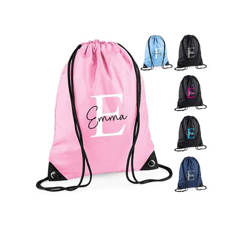 Personalised Drawstring Bag for Kids Custom Monogrammed PE Kit / Gym ...