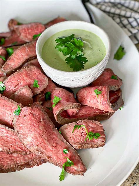 Sous Vide Tri Tip Steak Recipe with Cilantro Sauce - Sip Bite Go