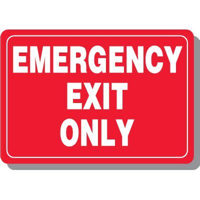 Emergency Exit Only Sign - White on Red | Emedco