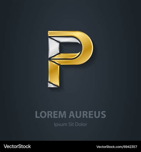 Letter p template for company logo 3d design Vector Image