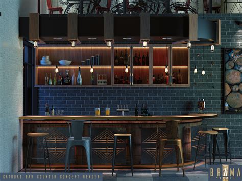 Concept for a bar counter for an on-going project. Sketchup 2017 + VRay ...