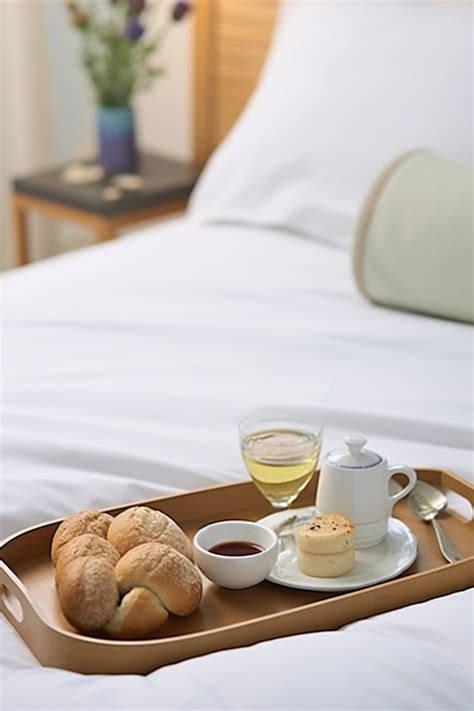 Room Service Trays Set In Bed With Bread Background Wallpaper Image For ...