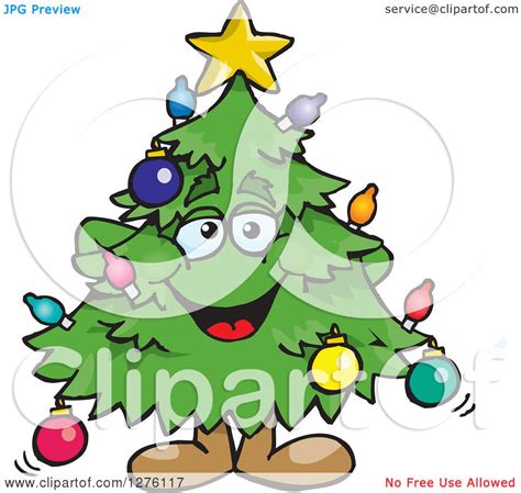 Happy christmas trees smiling clip art