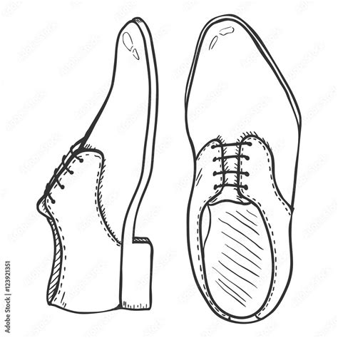 Vector Sketch Illustration - Pair of Classic Men Shoes. Top and Side ...