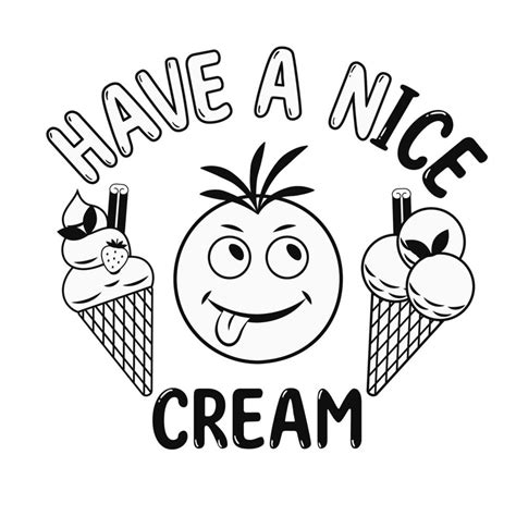 Funny monochrome label with ice cream cones, crazy emoji boy, text Have ...