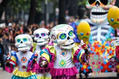 Thousands of people participate in 2017 Day of the Dead Parade in Mexico City. Parade has 2 ...